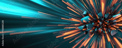 Burst abstract background idea. Dynamic abstract illustration with vibrant lines and particles in motion.