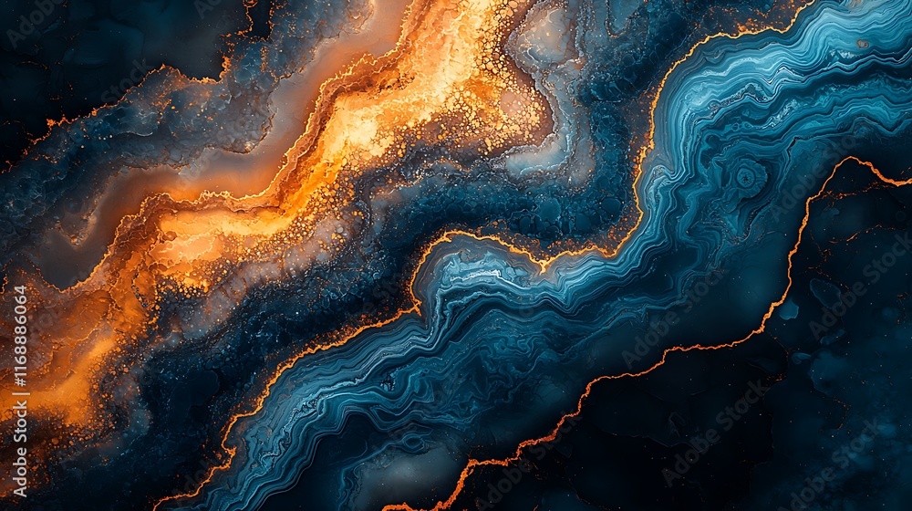 Abstract swirling blue and orange marble texture background. Abstract swirling blue and orange marble texture background.
