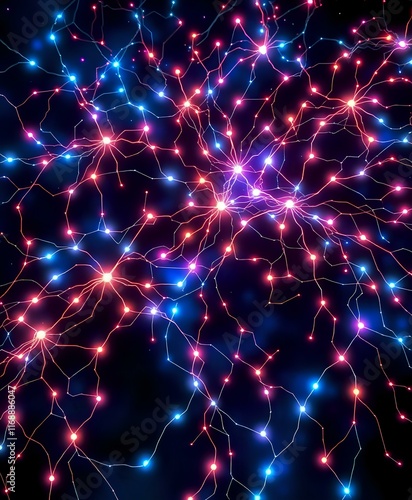 Wallpaper Mural Glowing Neural Network - Bioluminescent Web Art Nouveau Cybernetic Torontodigital.ca