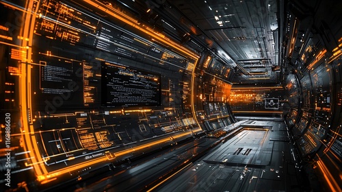 Business Smart AI Solutions Efficiency advanced AI algorithms displayed on futuristic interfaces Stock Photo with side copy space