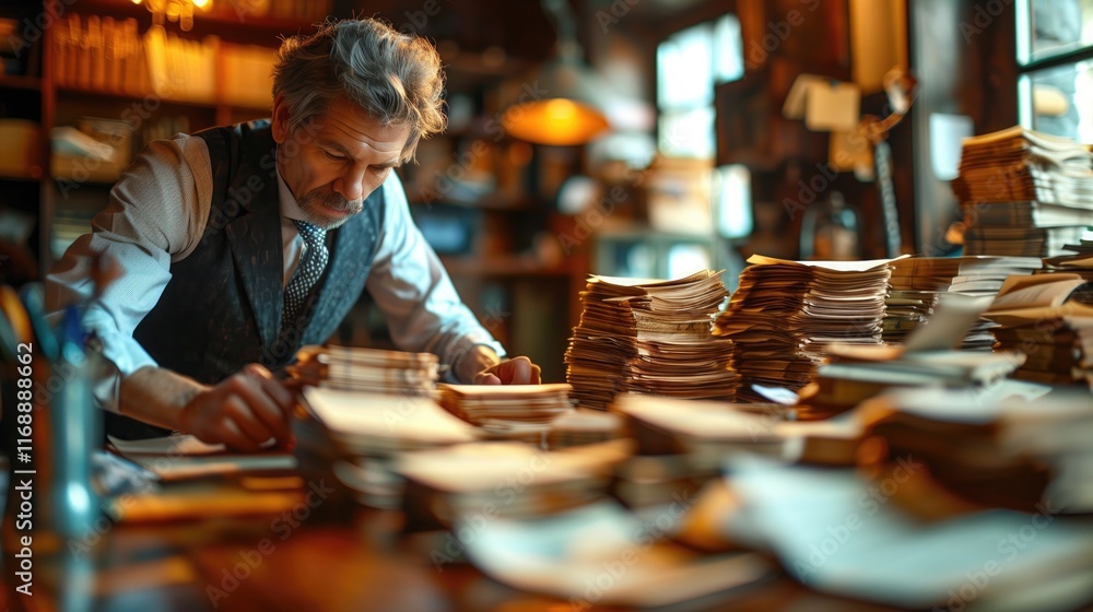 An accountant manipulating financial records to evade taxes, with a focus on falsified receipts, ledgers, and hidden income An accountant manipulating financial records to evade taxes, with a focus on falsified receipts, ledgers, and hidden income