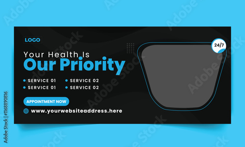 Modern social media cover banner or billboard,signage design template for medical, doctor, health care