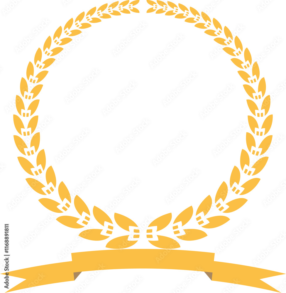 Vector gold laurel wreath.Laurel wreath with golden ribbon. Vector gold laurel wreath with ribbon on isolated white background. Vector gold laurel wreath.Laurel wreath with golden ribbon. Vector gold laurel wreath with ribbon on isolated white background.