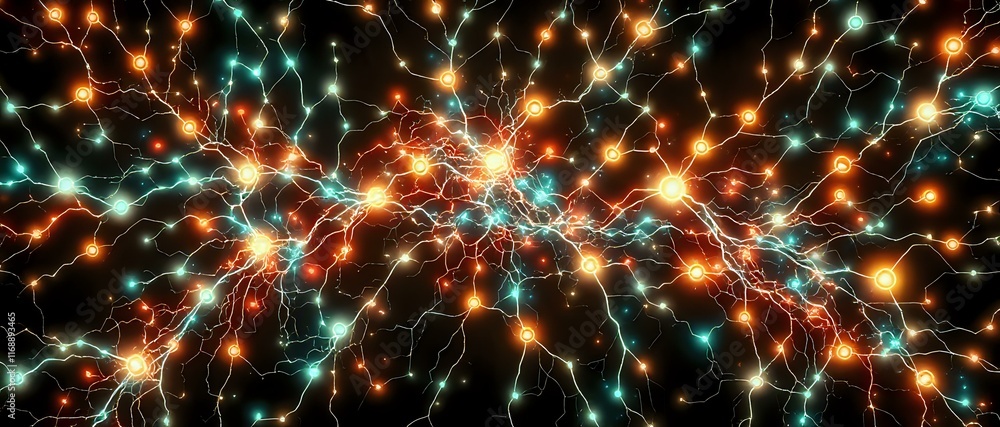 Cybernetic Cityscape at Night with Bioluminescent Neural Network Lights Cybernetic Cityscape at Night with Bioluminescent Neural Network Lights