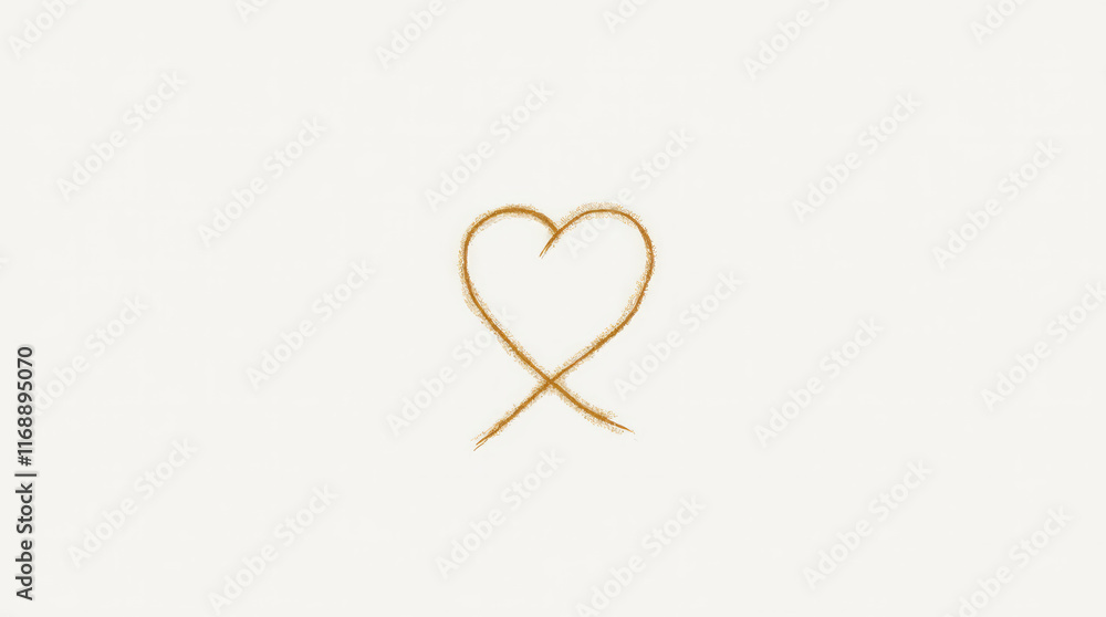 An Infinity Symbol Seamlessly Blending into the Shape of a Heart, Drawn in a Thin Gold Line on a Plain Background An Infinity Symbol Seamlessly Blending into the Shape of a Heart, Drawn in a Thin Gold Line on a Plain Background
