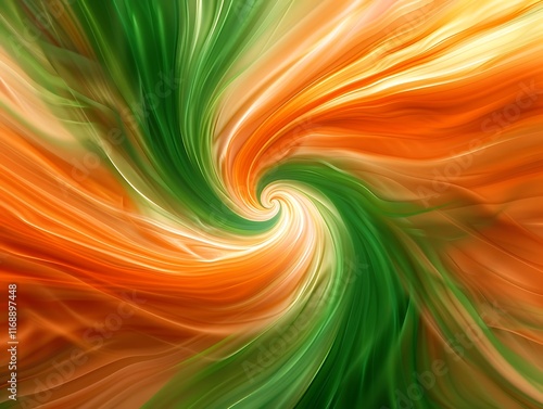 swirling orange and green light streaks merging in center for republic day