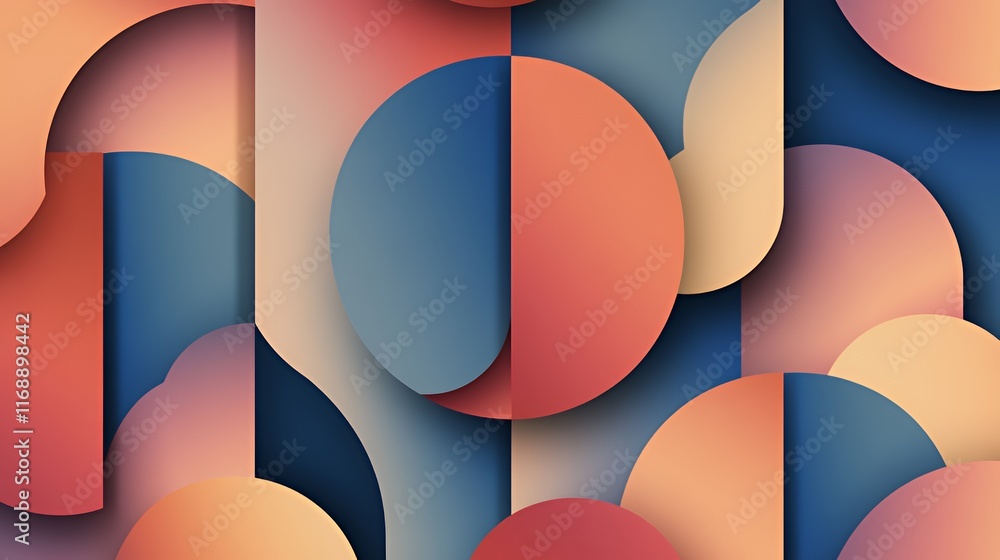 Abstract Geometric Design With Warm And Cool Tones Abstract Geometric Design With Warm And Cool Tones