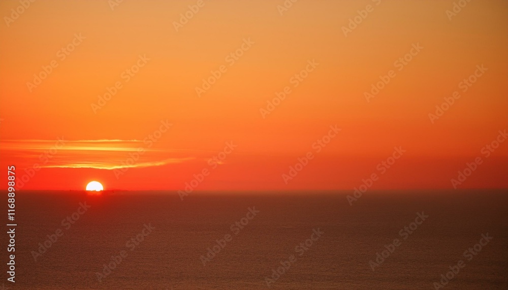 Naklejka premium The point at which the temperature gradually drops in a bright orange sunset