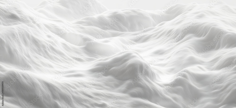 Abstract white textured landscape resembling soft waves and hills, showcasing smooth contours and gentle undulations in a minimalist style, copy space for text Abstract white textured landscape resembling soft waves and hills, showcasing smooth contours and gentle undulations in a minimalist style, copy space for text