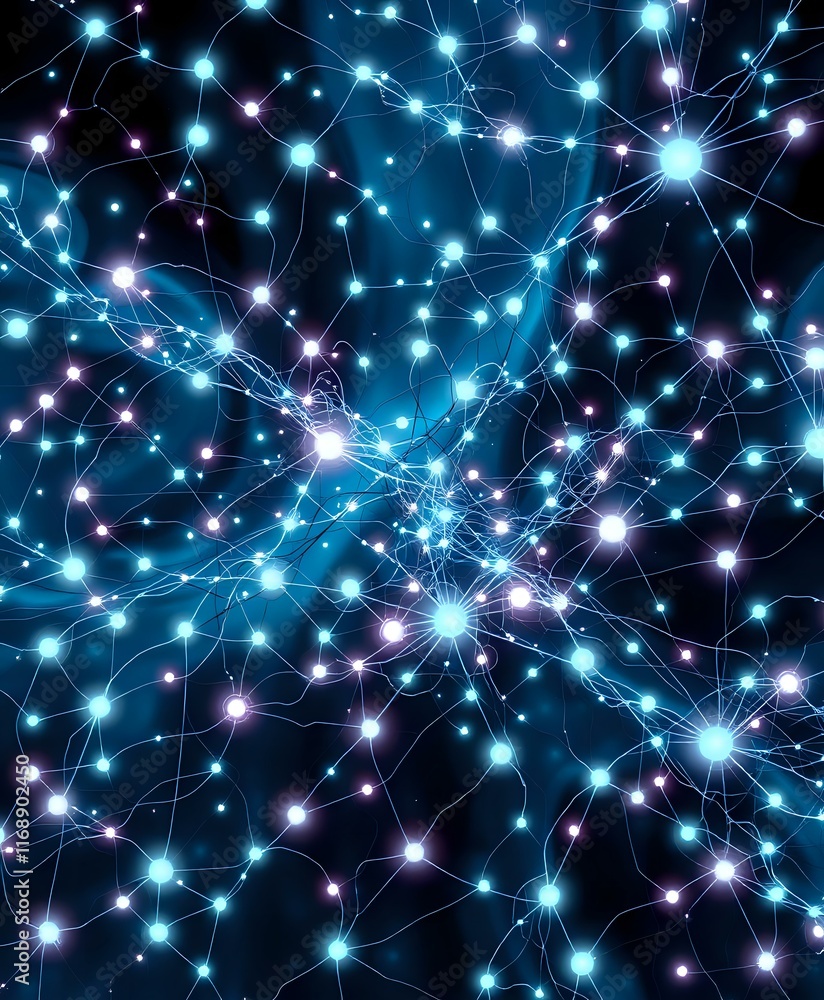 Fototapeta premium Ethereal Neural Network Constellation - Northern Lights Style