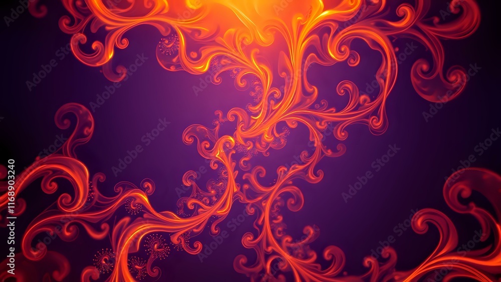 Vibrant Orange Fractal Flames Abstract Background