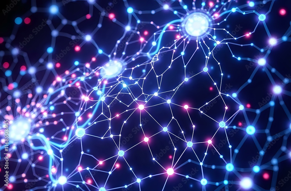 Ethereal Bioluminescent Neural Network - Static Cybernetic Art Nouveau