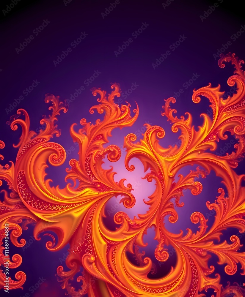 Vibrant Orange and Purple Abstract Fractal Art Vibrant Orange and Purple Abstract Fractal Art