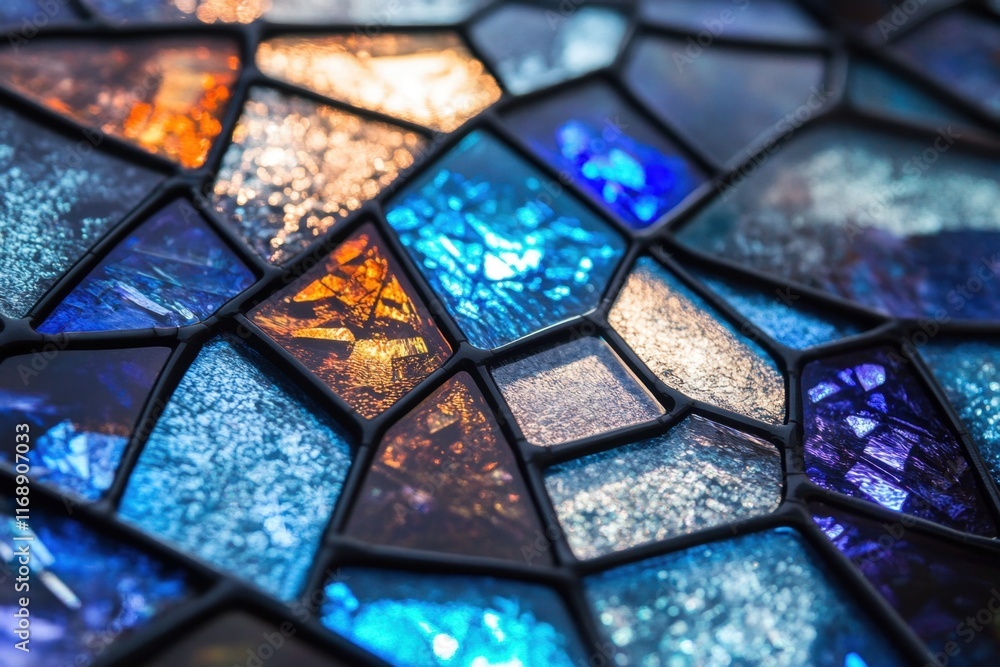 Abstract Blue And Orange Stained Glass Mosaic Abstract Blue And Orange Stained Glass Mosaic