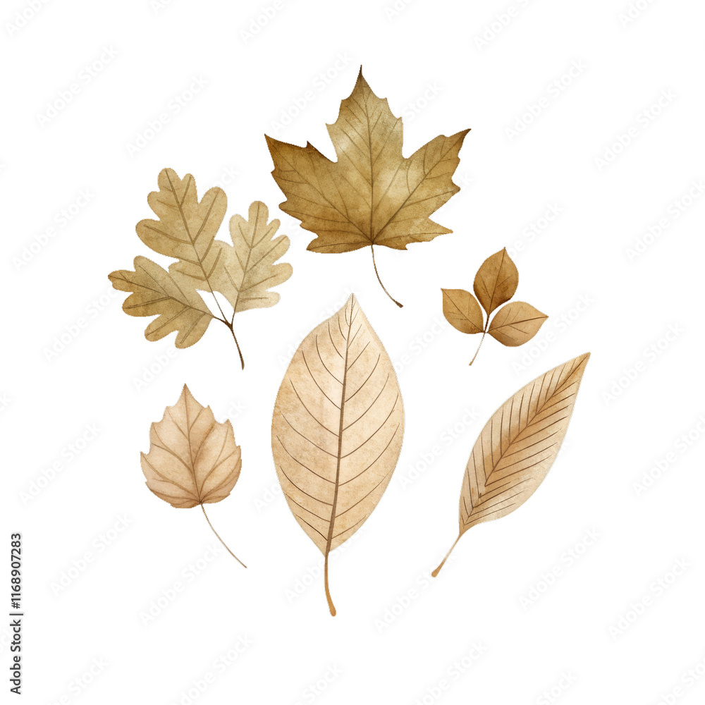 Obraz premium Cute autumn leaves watercolor illustration for kids clothes and prints isolated clipart