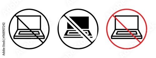 No laptop sign vector in black and red colors