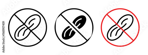 No peanut sign vector in black and red colors