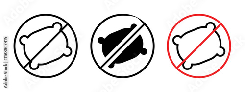 No pillow sign vector in black and red colors