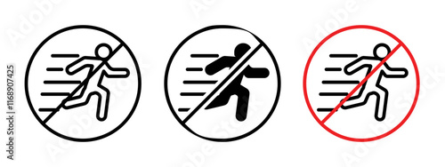 No running sign vector in black and red colors