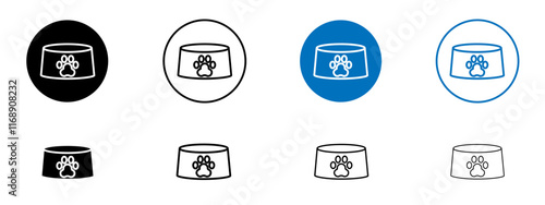 Pets bowl icons in black and blue colors