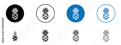 Pineapple icons in black and blue colors