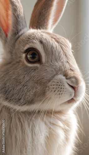 A rabbit, side by side, beautiful detailed eyes, beautiful detailed lips, extremely detailed face and features, long eyelashes, elegant pose, natural lighting photo