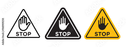 Stop security sign vector in black and yellow colors