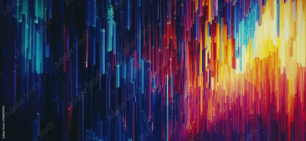 Vibrant Abstract Vertical Lines with Colorful Gradient Effects in Blue, Orange, and Red Tones, copy space for text Vibrant Abstract Vertical Lines with Colorful Gradient Effects in Blue, Orange, and Red Tones, copy space for text
