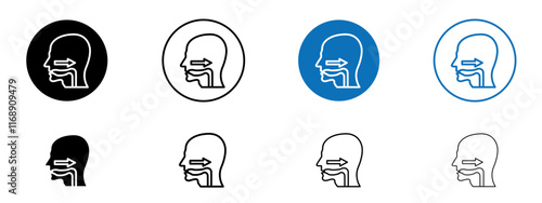 Swallowing reflex icons in black and blue colors