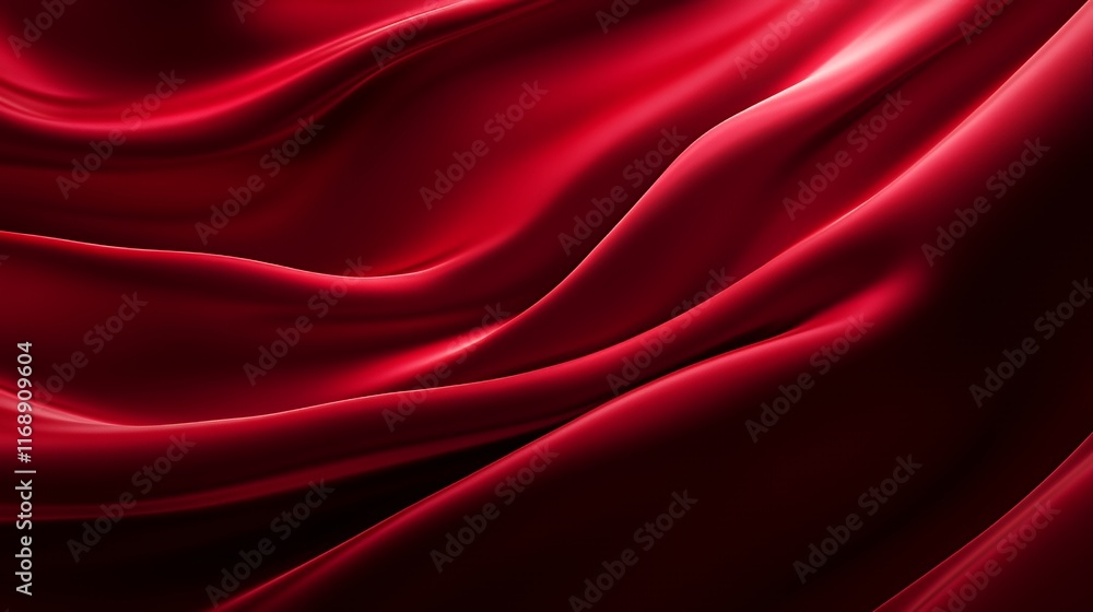 Obraz premium Deep Red Fabric Draped in Elegant Waves