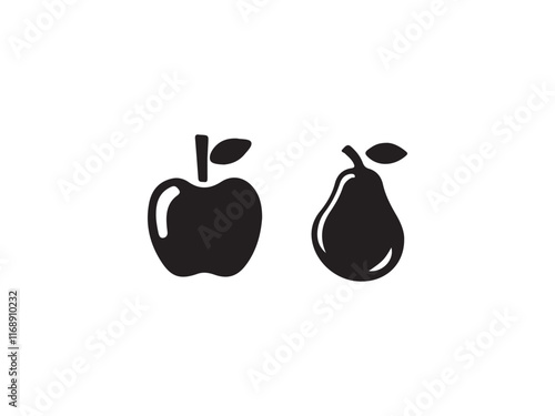apple and pear vector silhouetee