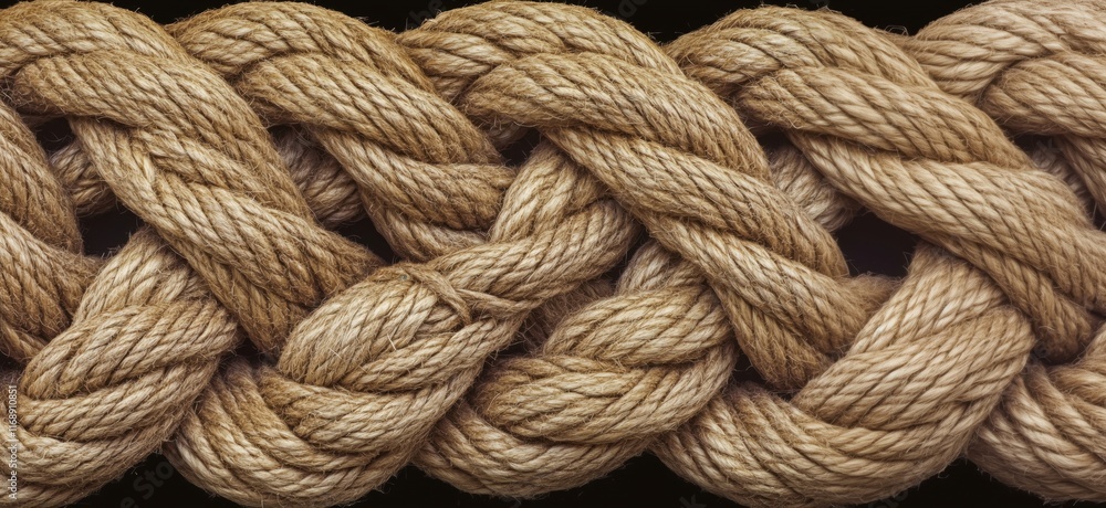 Natural fiber rope texture, close-up view showcasing intricate braiding and weaving patterns, highlighting craftsmanship and durability, copy space for text Natural fiber rope texture, close-up view showcasing intricate braiding and weaving patterns, highlighting craftsmanship and durability, copy space for text