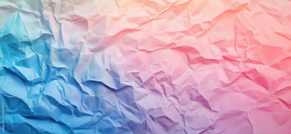 Crumpled Paper Texture in Gradient Blue to Pink Hues, Abstract Background for Design and Art Projects, copy space for text Crumpled Paper Texture in Gradient Blue to Pink Hues, Abstract Background for Design and Art Projects, copy space for text