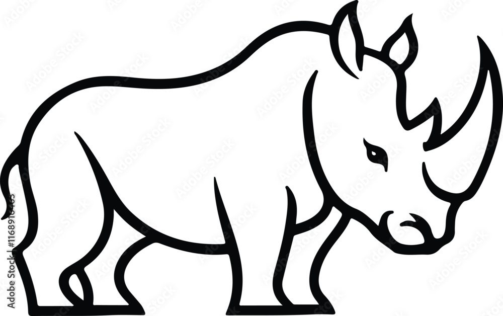 A Rhinoceros logo icon silhouette style minimalist white background illustration A Rhinoceros logo icon silhouette style minimalist white background illustration