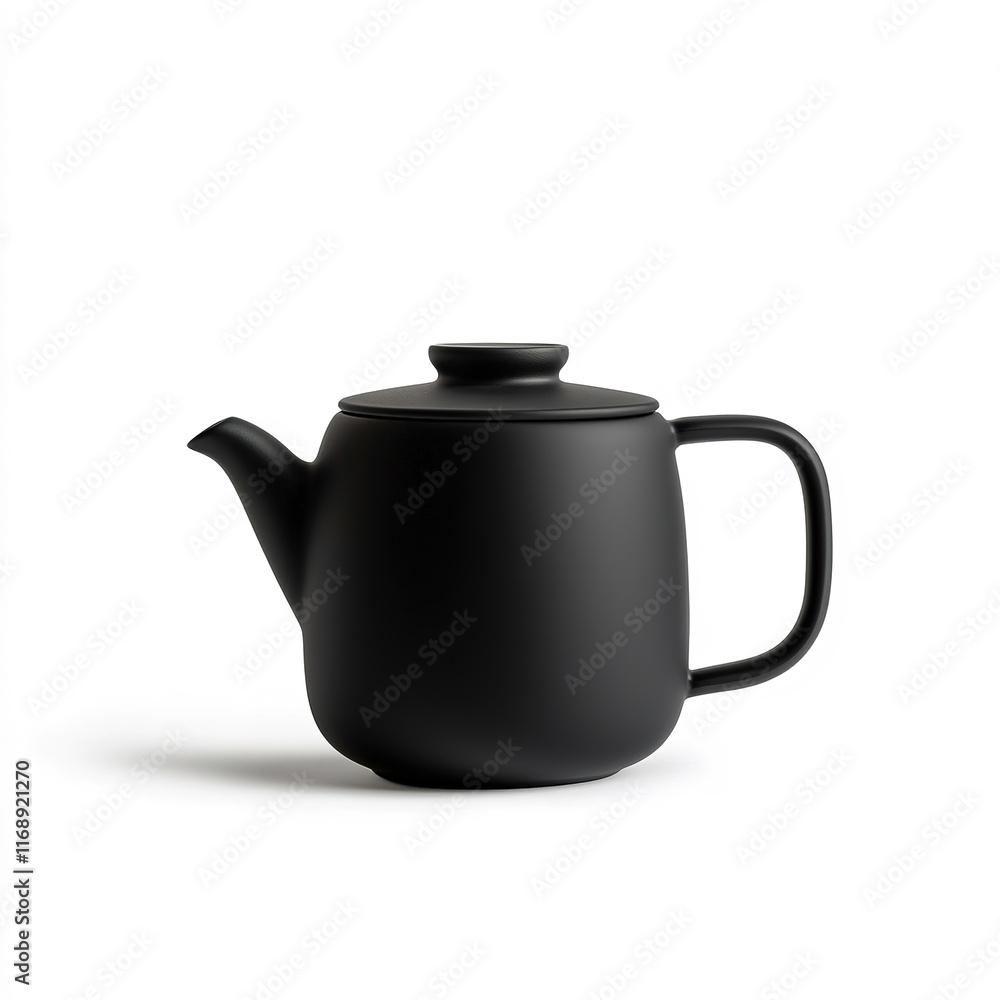 Teapot with a minimalist design, displayed isolated on a white background, kitchen product mockup Teapot with a minimalist design, displayed isolated on a white background, kitchen product mockup