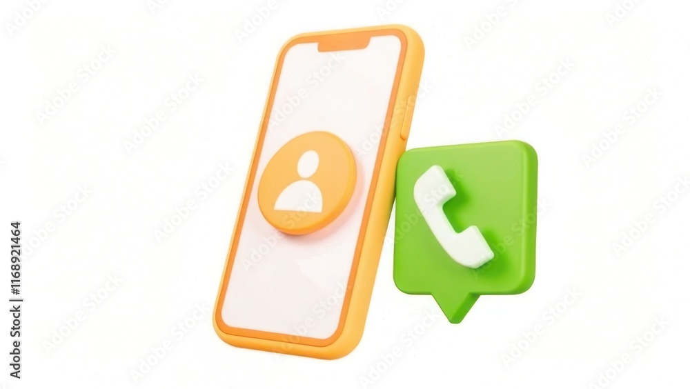A colorful smartphone icon with a user silhouette, next to a green call button, symbolizing communication and connectivity. A colorful smartphone icon with a user silhouette, next to a green call button, symbolizing communication and connectivity.