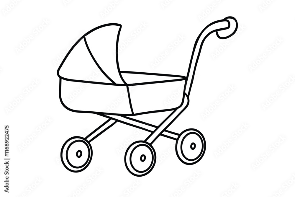 Old Baby stroller line art vector illustration Old Baby stroller line art vector illustration