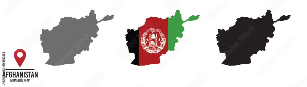 Set of different maps with national flags of Afghanistan. Set of different maps with national flags of Afghanistan.