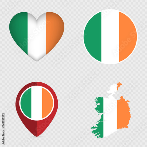 Free Download Ireland Flag Icons Pack. Vector illustration. - GFXLoad