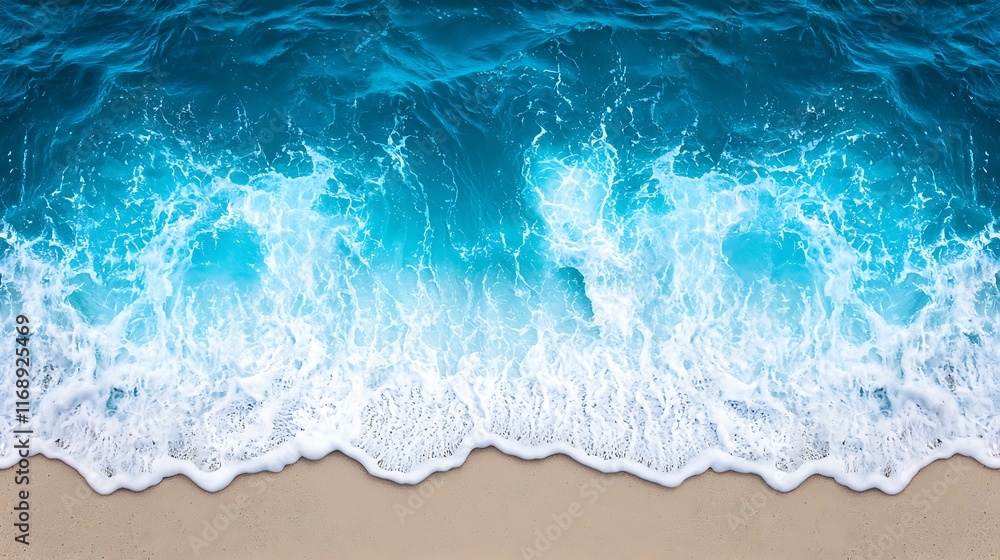 Ocean waves crashing on sandy beach. Ocean waves crashing on sandy beach.