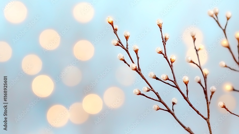 © TI3ee - Glowing branches with white buds against a bokeh background. © TI3ee - Glowing branches with white buds against a bokeh background.