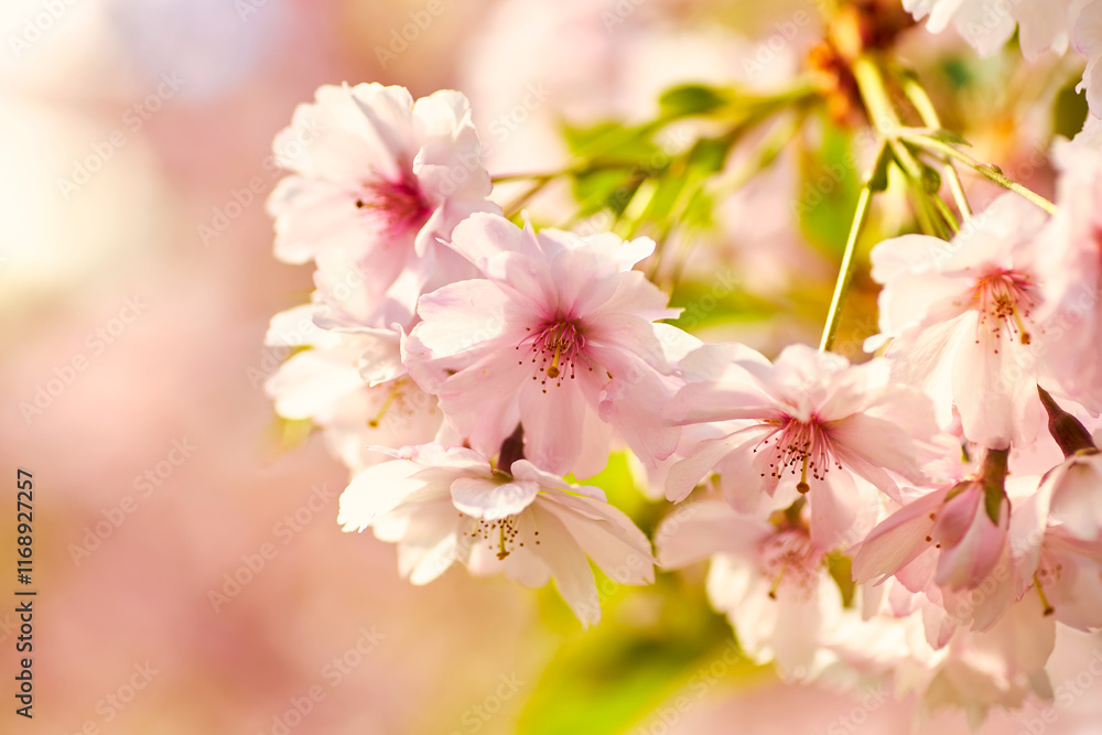 Fototapeta premium Cherry Blossoms Under a Clear Sky