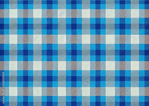 Gingham Plaid Wallpaper Seamless Pattern - Blue Background