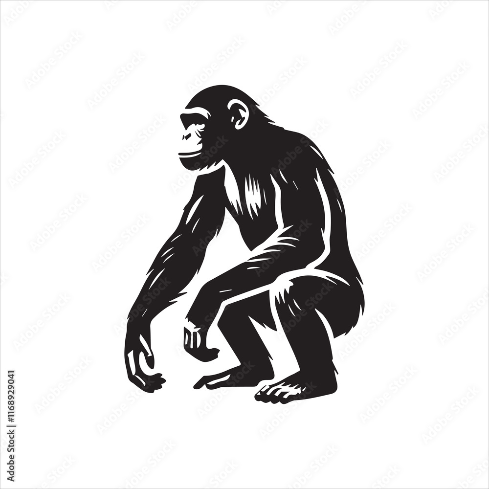 Fototapeta premium black and white silhouette of a Monkey
