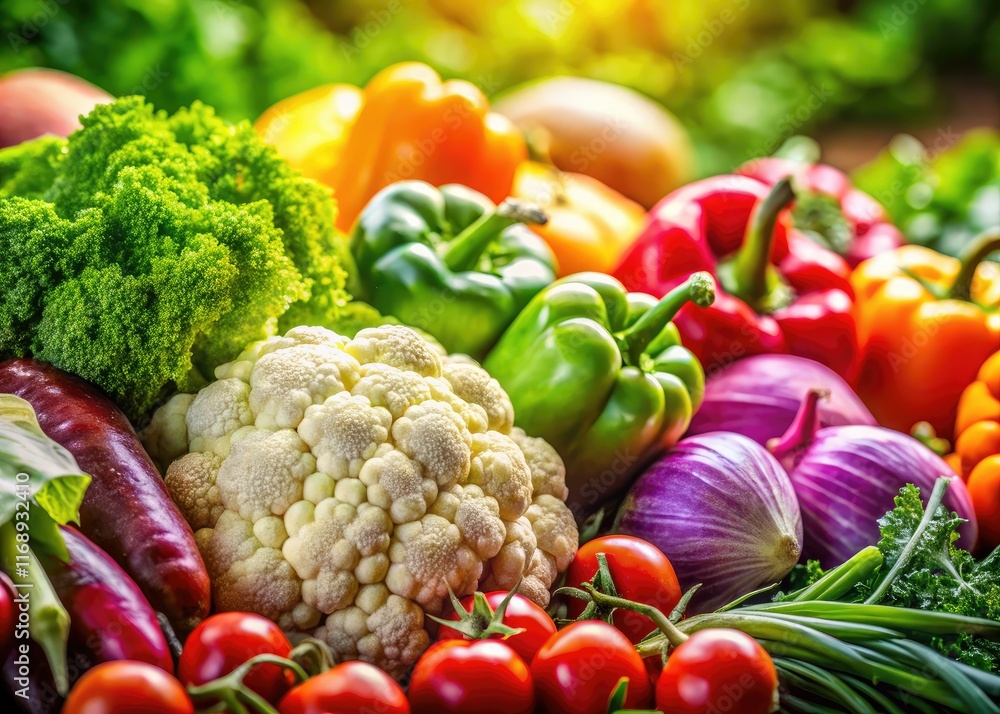 Fresh produce explodes in color: a close-up macro with bokeh, showcasing vibrant raw vegetables. Fresh produce explodes in color: a close-up macro with bokeh, showcasing vibrant raw vegetables.