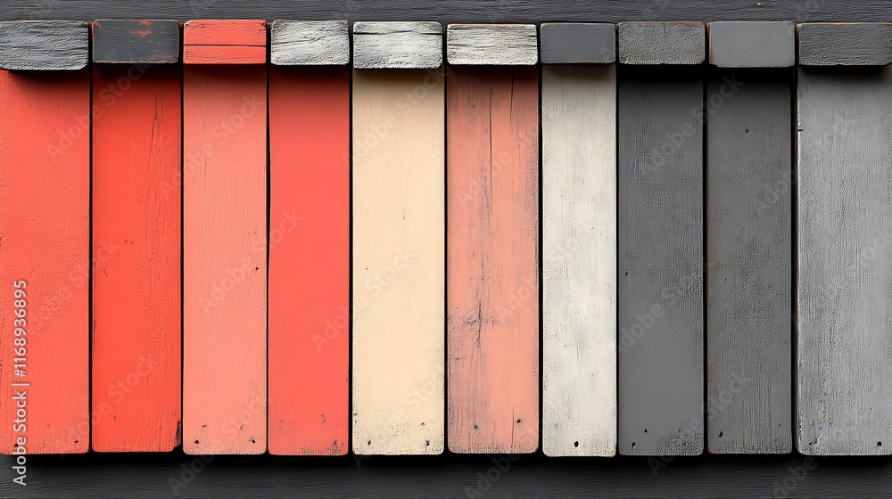 Colorful Wooden Planks Arranged In A Gradient Pattern Colorful Wooden Planks Arranged In A Gradient Pattern