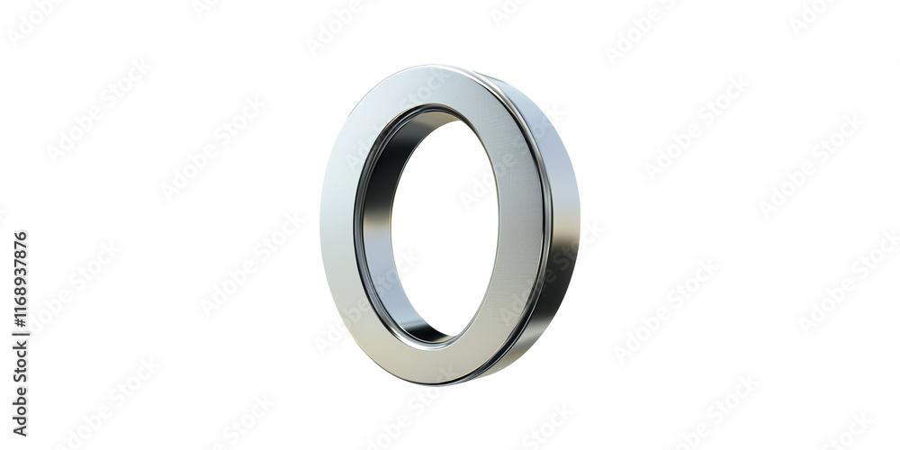 3D Metallic Letter O With Polished Edges Isolated on Transparent Background