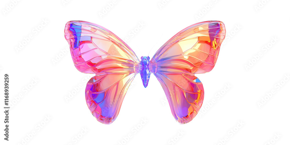 Iridescent Butterfly With Gradient Wings Isolated on Transparent Background Iridescent Butterfly With Gradient Wings Isolated on Transparent Background