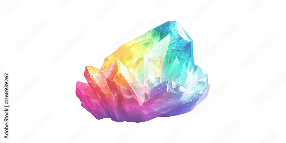 Fototapeta premium Colorful Crystal Rock Isolated on Transparent Background