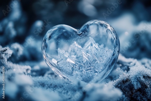 Frozen Heart Encased In Winter Ice Crystals photo